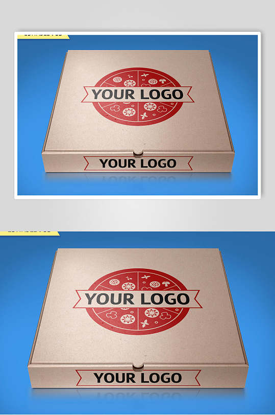 披萨食品包装盒样机效果图