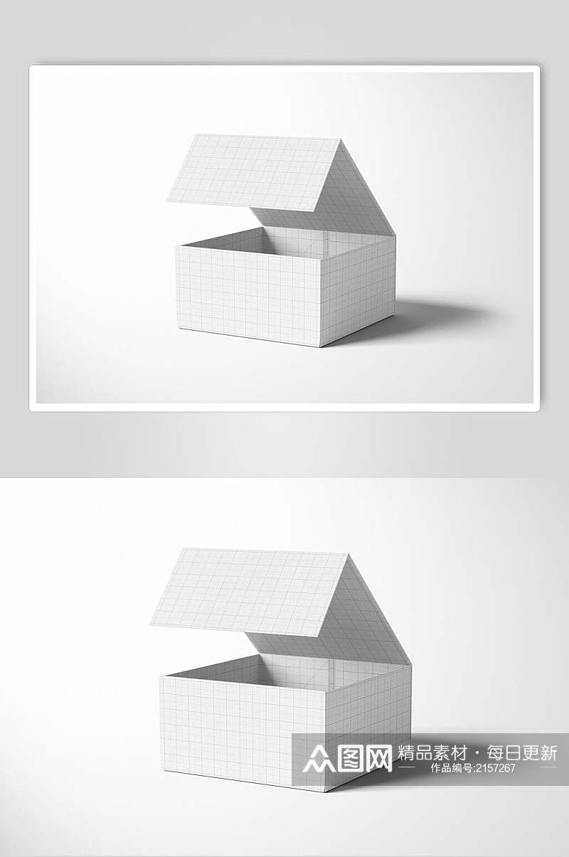 开盖正方形包装盒样机效果图素材