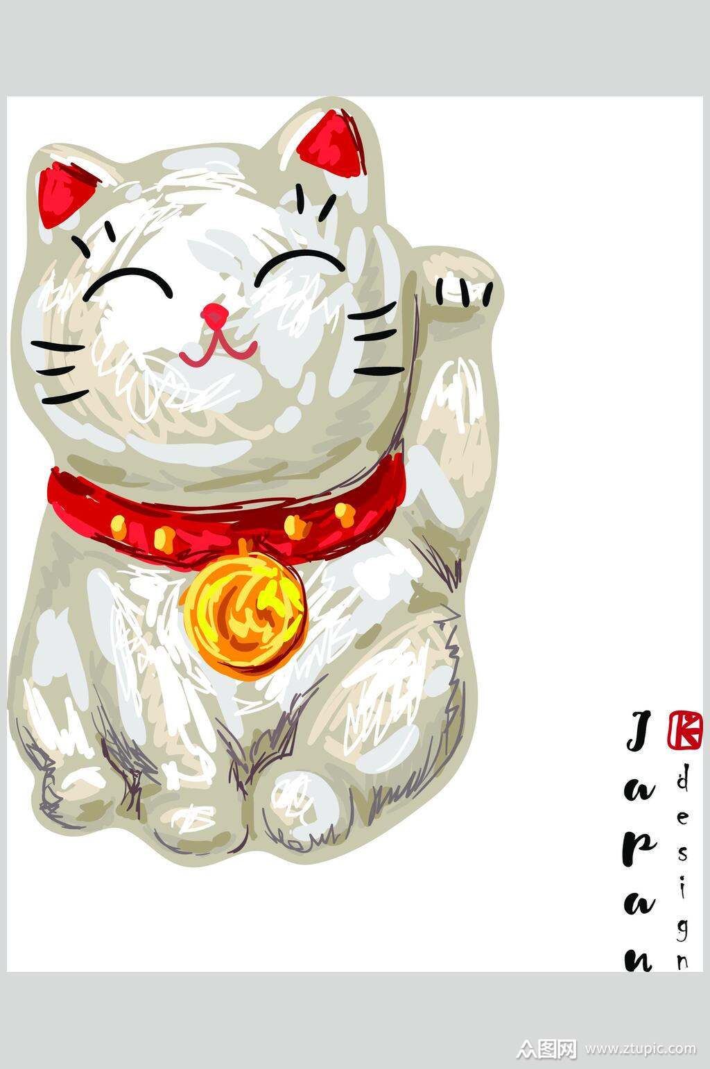 唯美可爱招财猫矢量元素素材