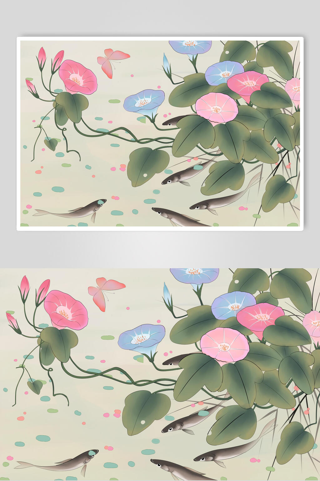 水彩牵牛花花卉插画素材素材