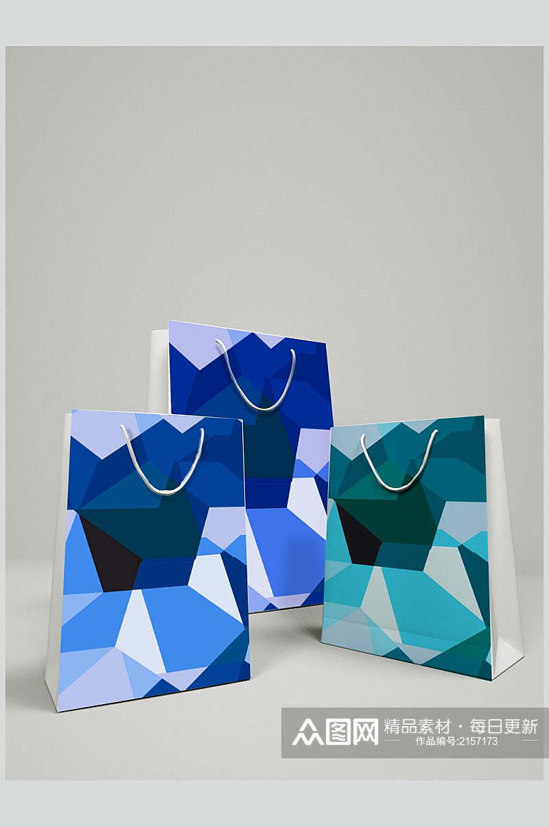 立体几何风手提袋包装样机效果图素材