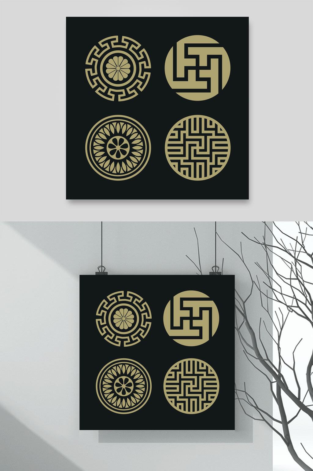 中式精致中秋月饼图案矢量素材素材