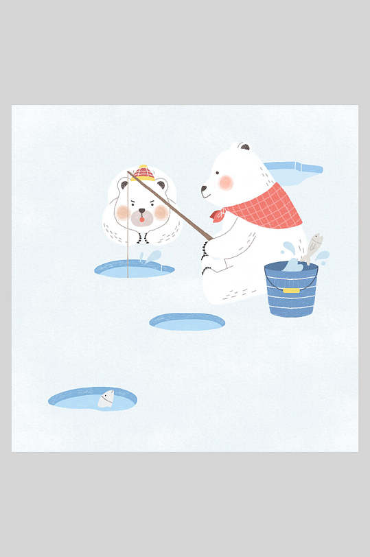 可爱风卡通卡通北极熊插画