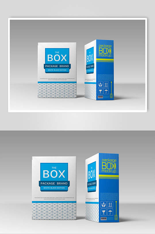 蓝白产品包装盒样机效果图