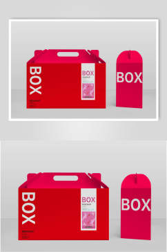 红色礼盒包装样机效果图