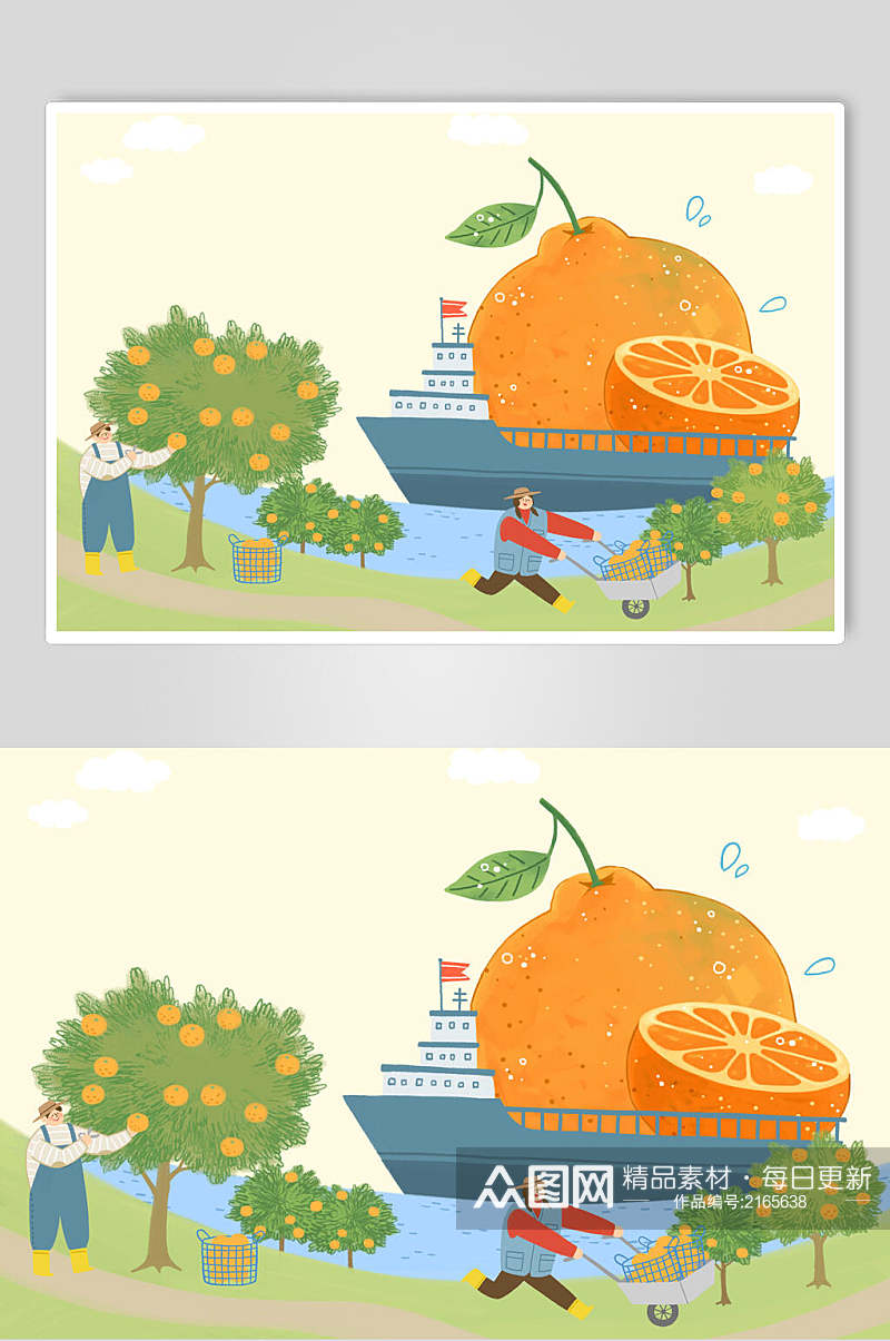 丑橘夏季水果插画素材素材