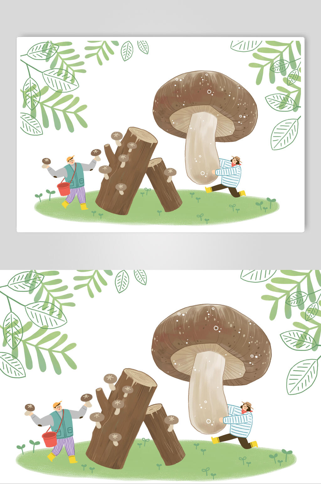 香菇夏季水果插画素材素材