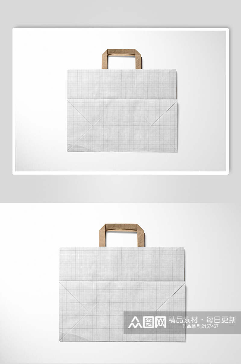 简洁购物袋牛皮纸袋样机效果图素材
