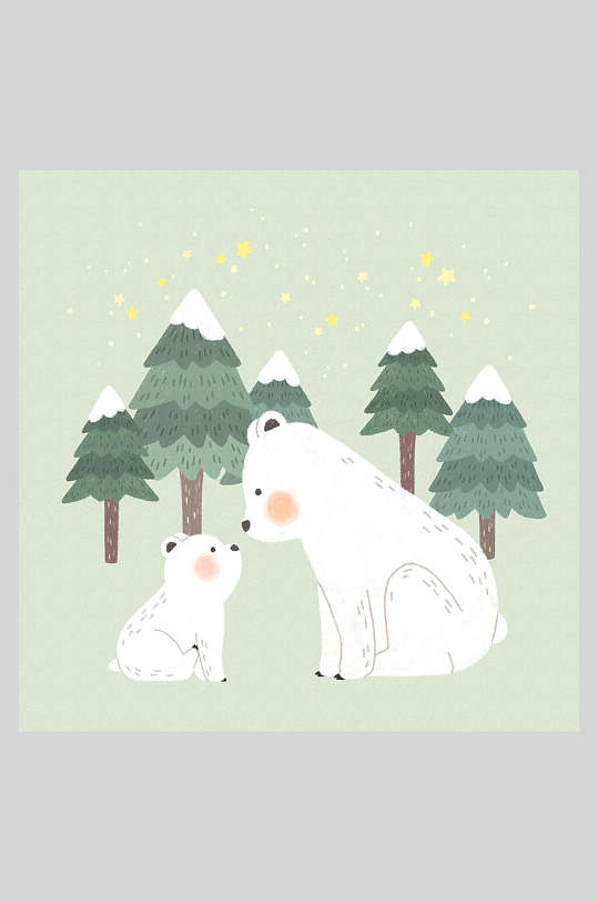 可爱风卡通卡通北极熊插画