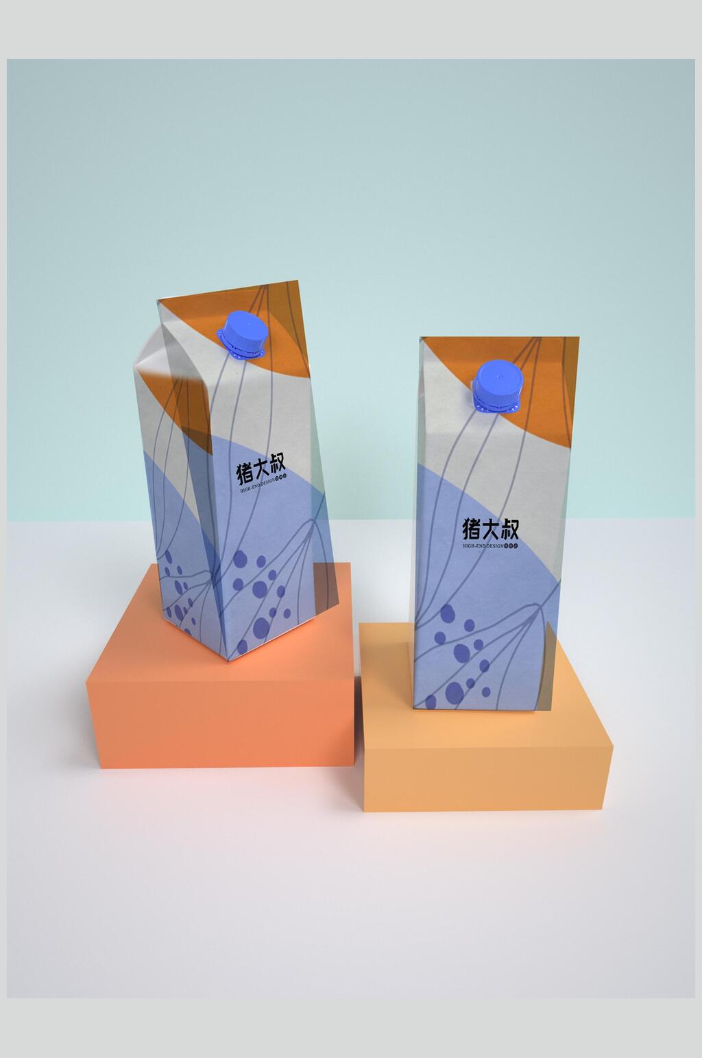 牛奶饮料包装样机效果图素材