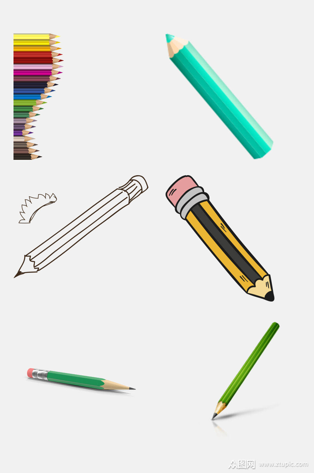 手绘简洁铅笔免抠元素素材