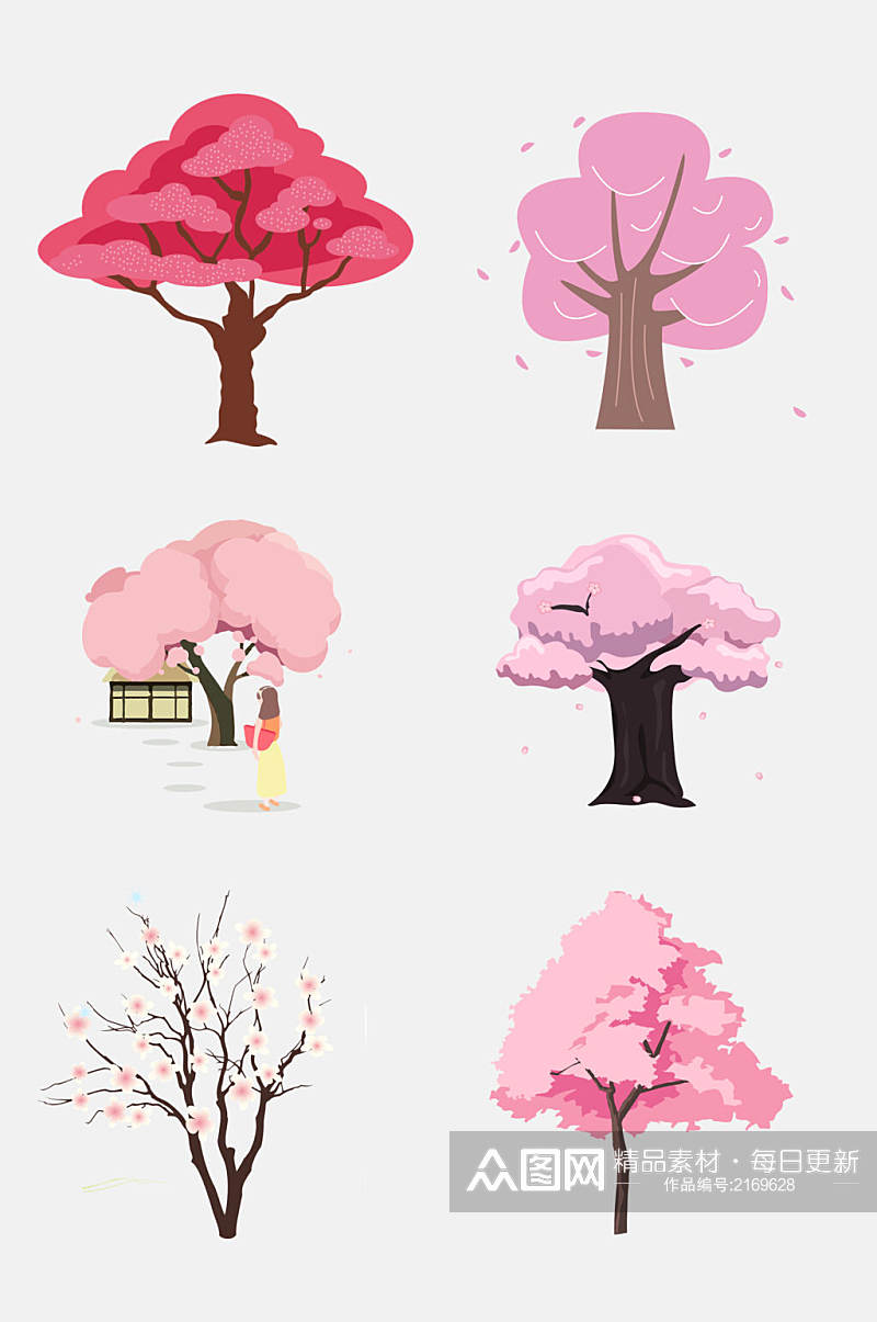 浪漫粉色樱花树免扣素材素材
