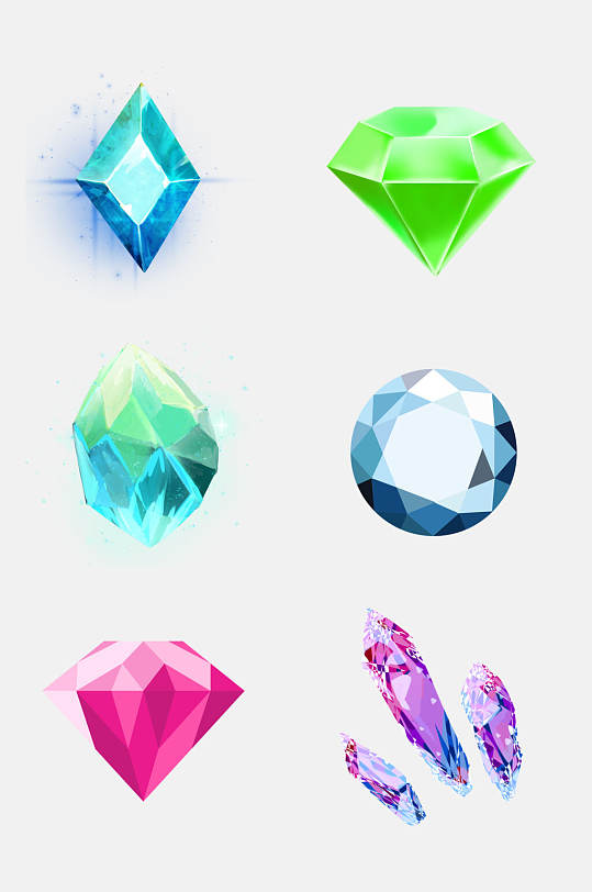水彩唯美珠宝钻石宝石免抠元素