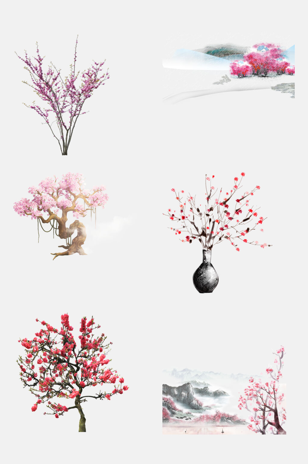 清新粉色樱花树免扣素材素材