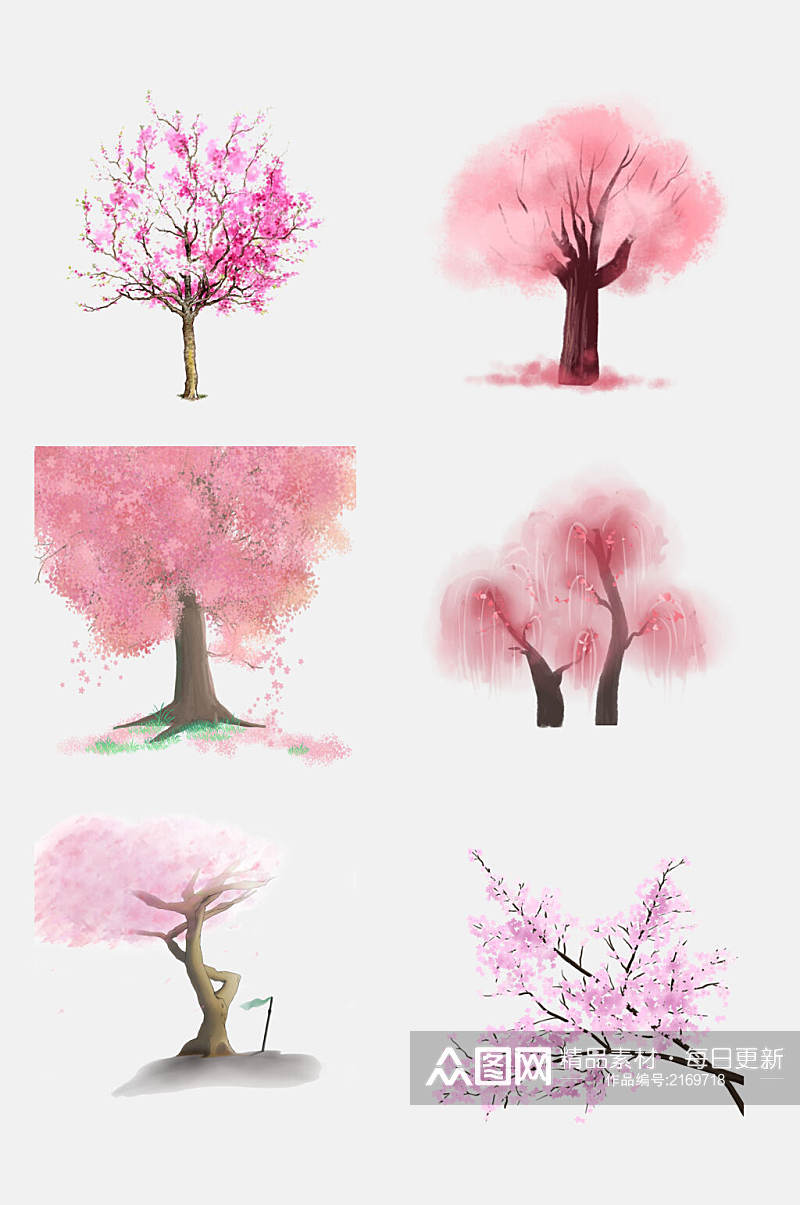 粉色桃花树樱花树免扣素材素材