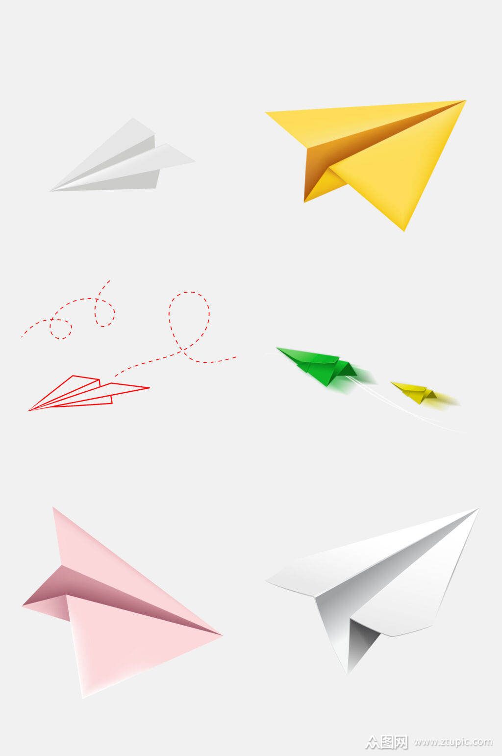 清新创意纸飞机免抠元素