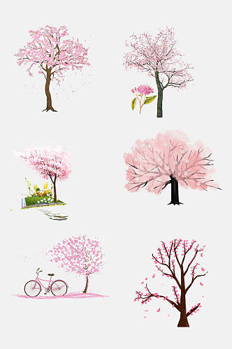 粉色赏花樱花树免扣素材