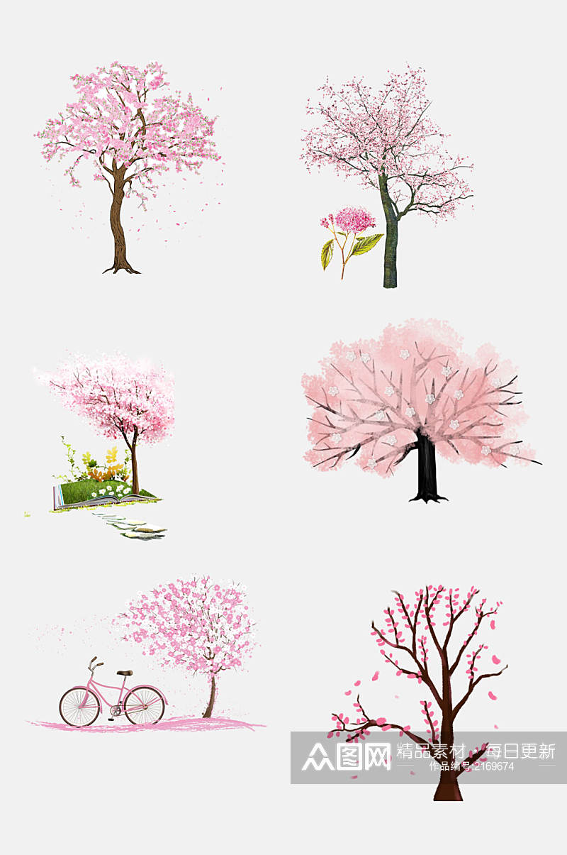 粉色赏花樱花树免扣素材素材