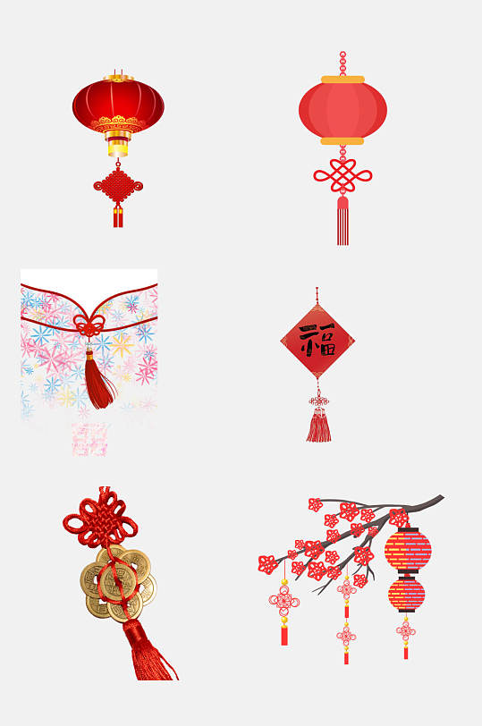 喜庆红色中国结免抠元素