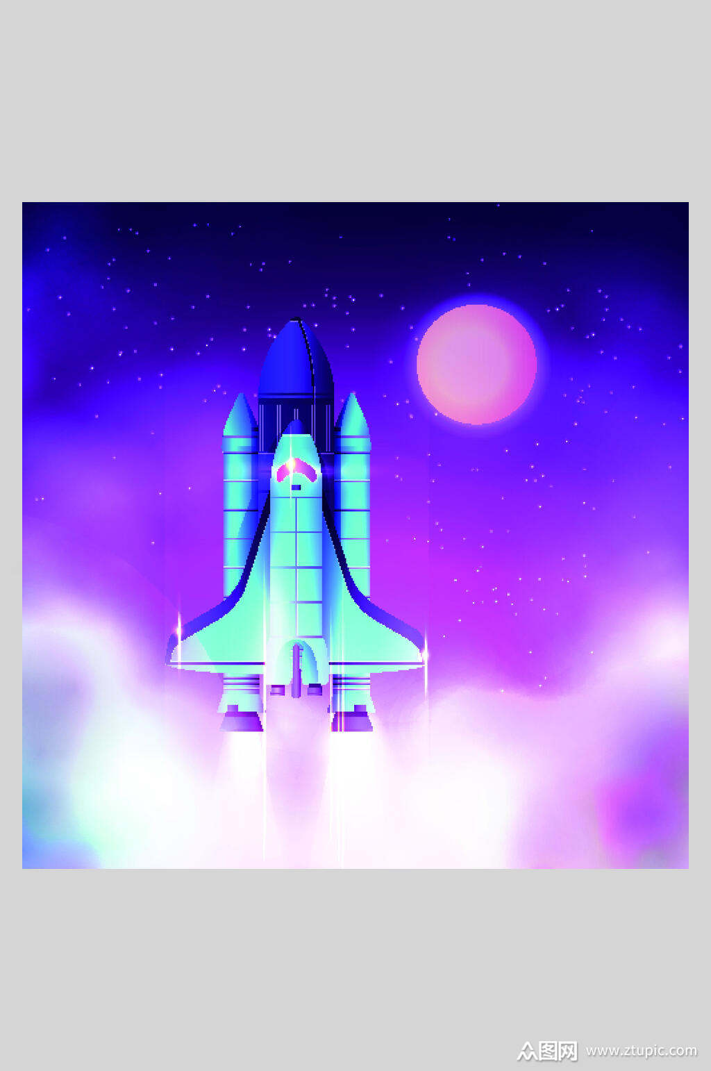 个性创意太空宇宙火箭插画