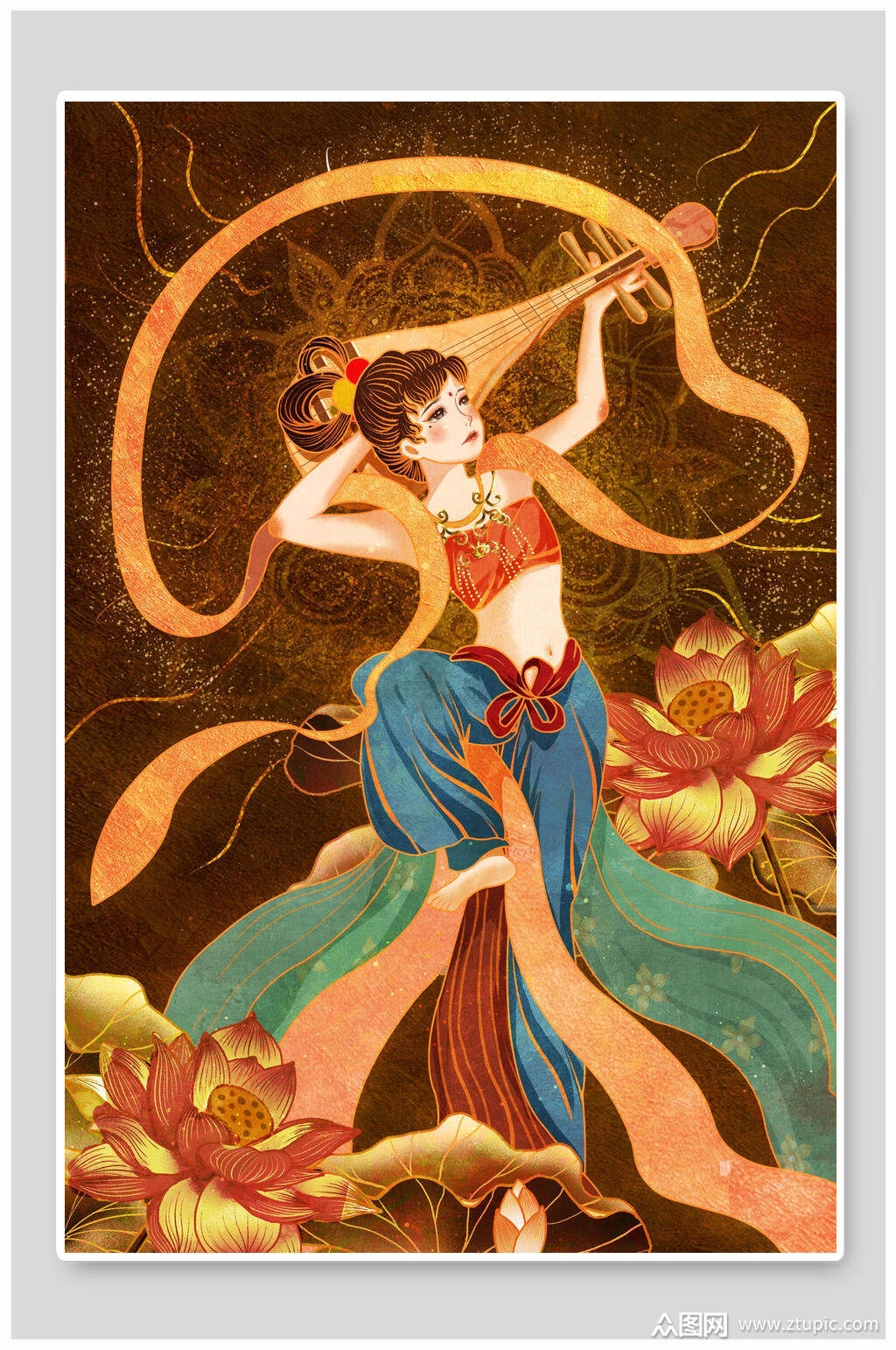 古风唯美飘逸仙女敦煌插画