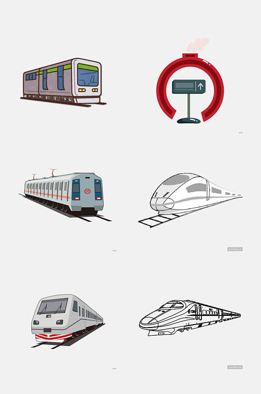 铁路元素 动车高铁城市交通免抠元素