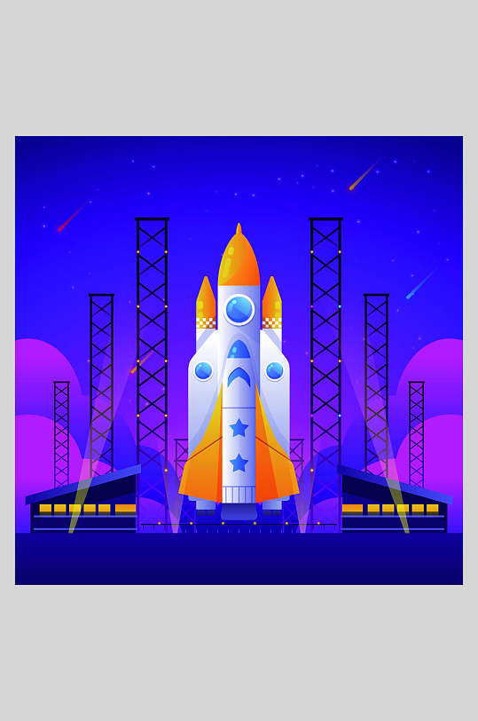 个性创意太空宇宙火箭插画