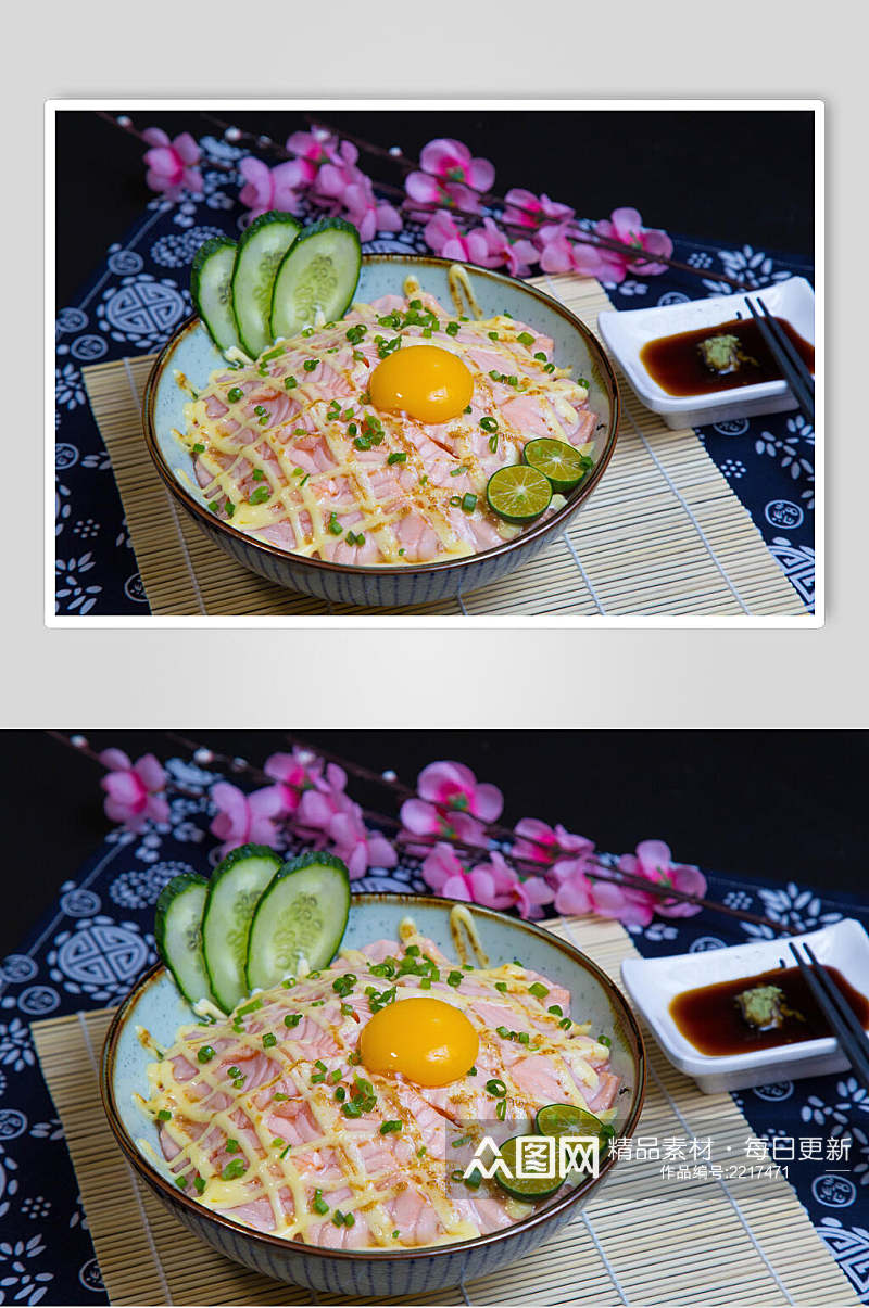 日式荷包蛋炒饭料理摄影图片素材