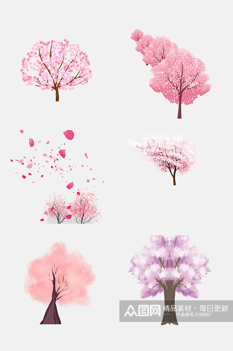 花瓣粉色樱花树免扣素材素材