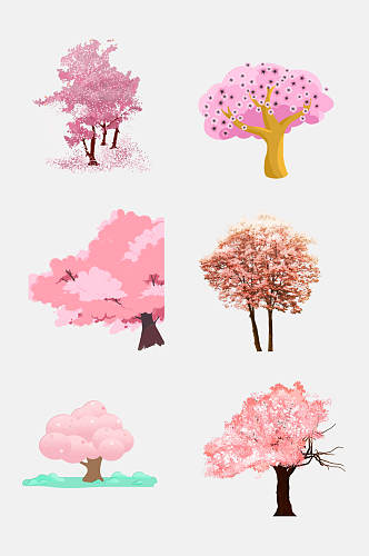 水彩唯美粉色樱花树免扣素材