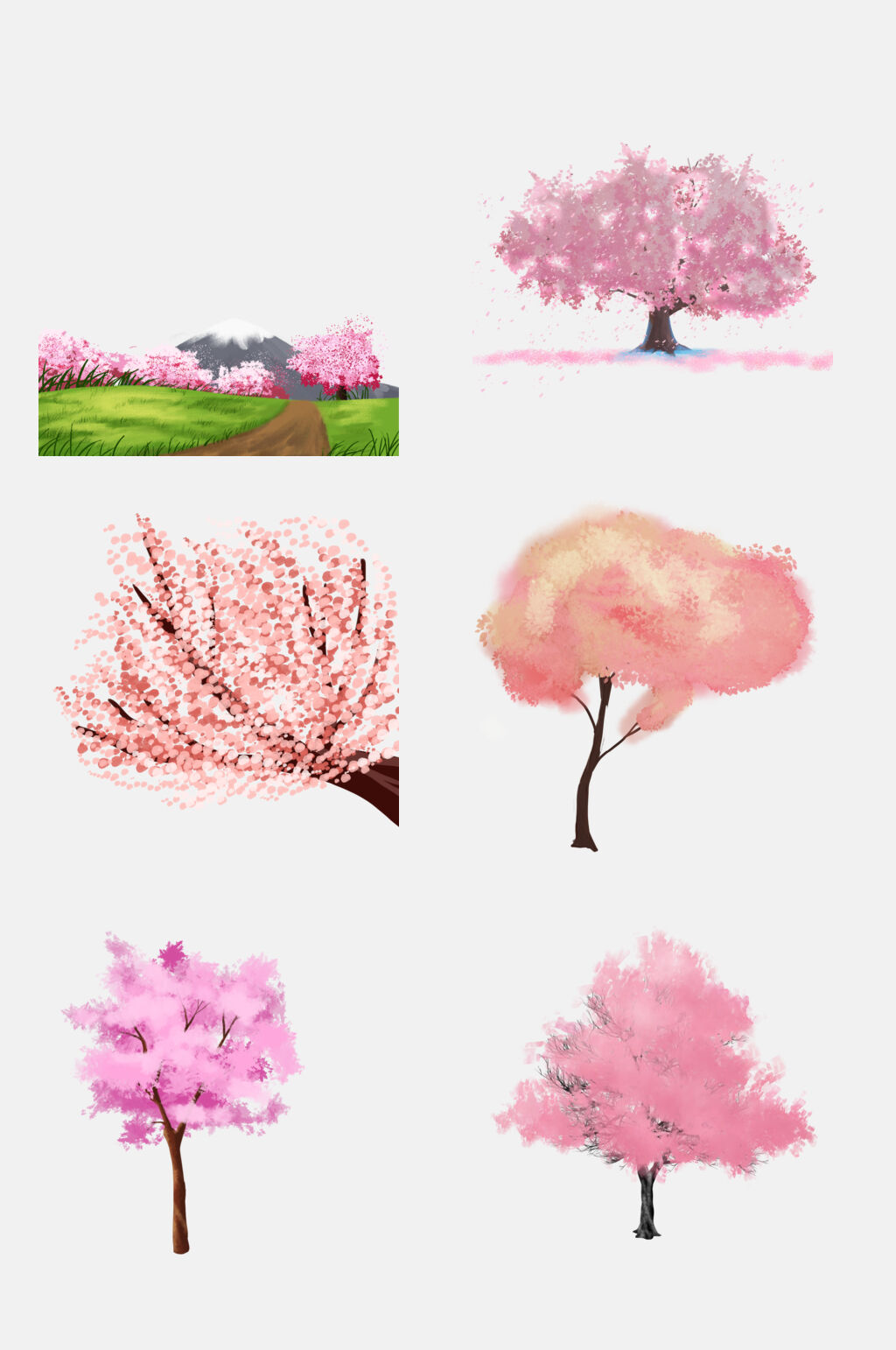 清新淡雅粉色花海樱花树免扣素材素材