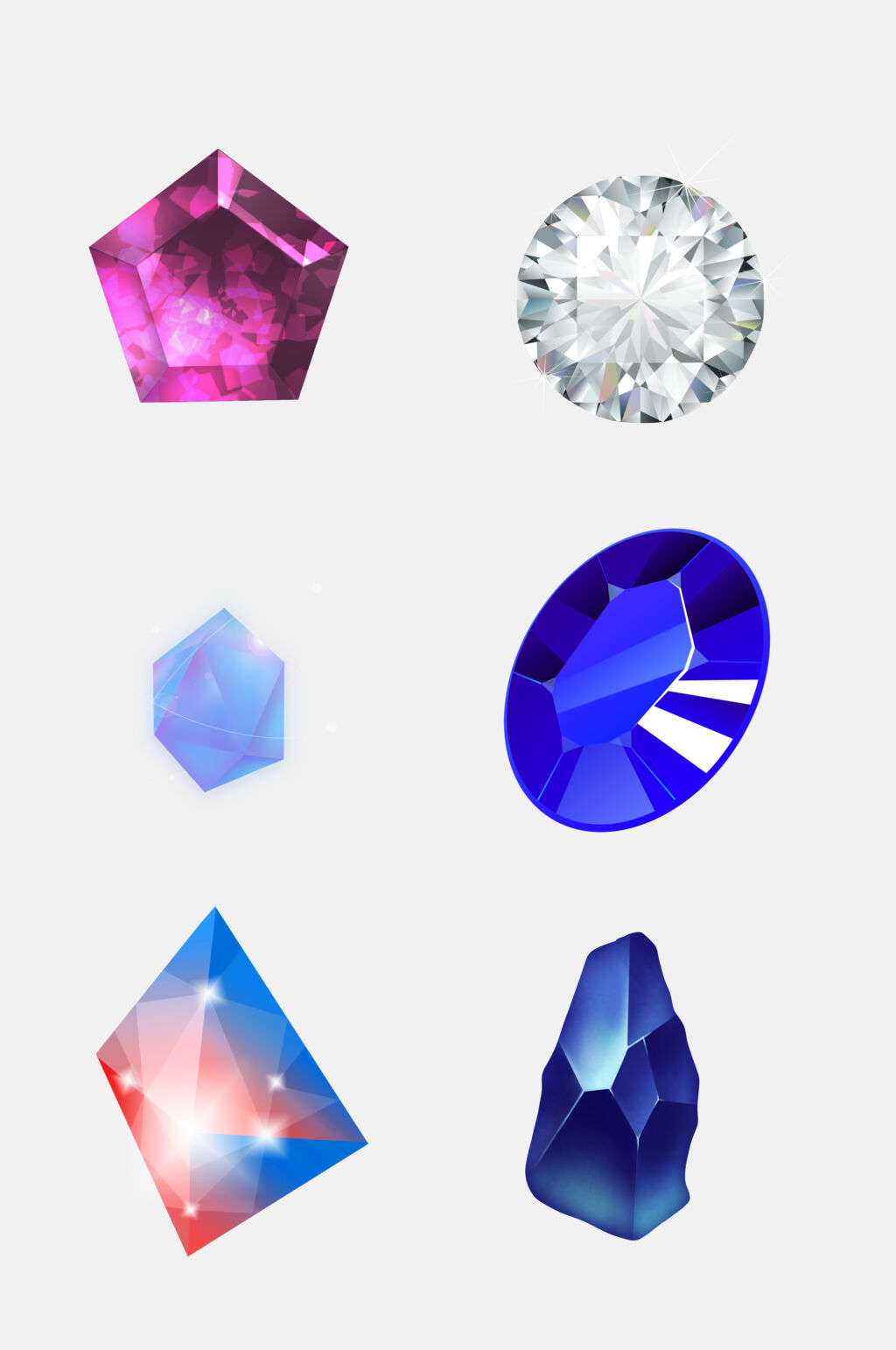 水彩珠宝钻石宝石免抠元素