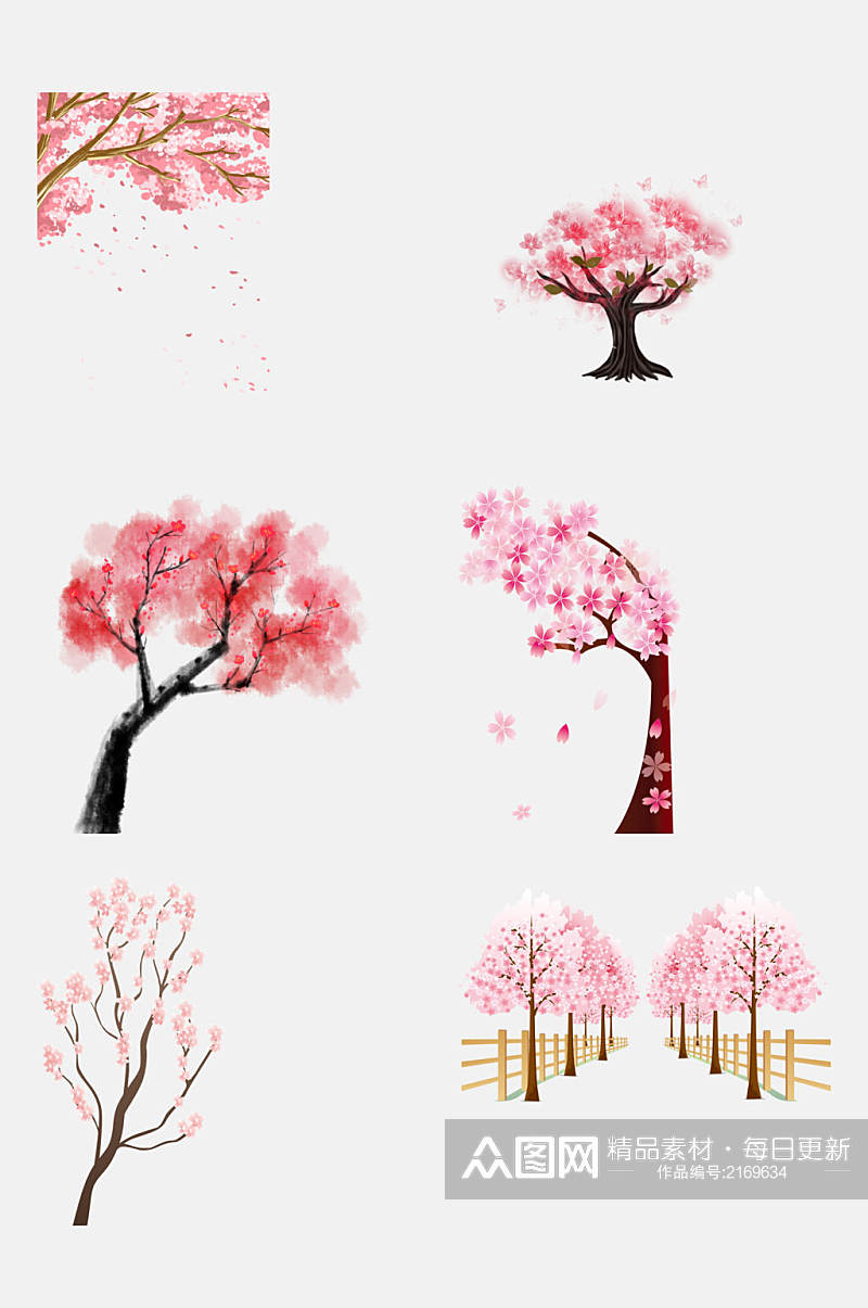 唯美大气粉色樱花树免扣素材素材
