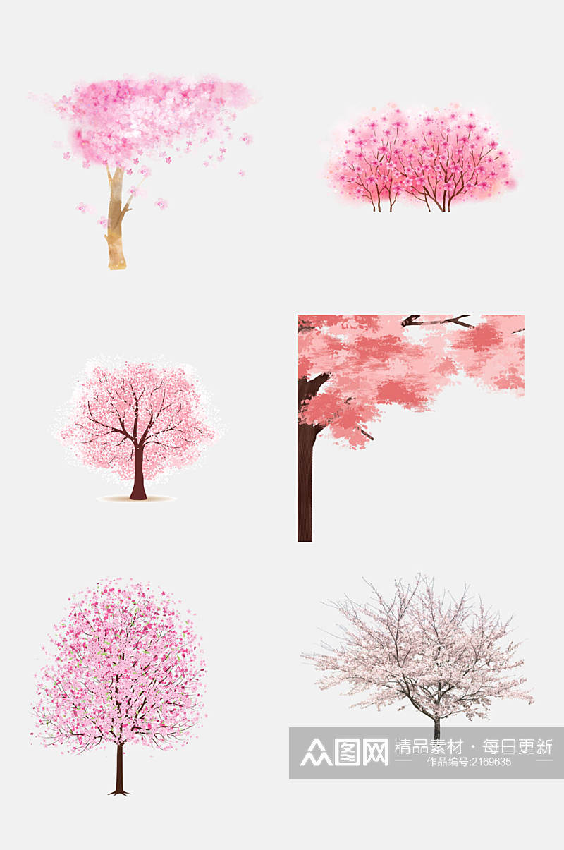 唯美粉色樱花树免扣素材素材