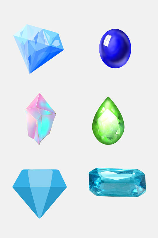 水彩渐变钻石宝石免抠元素
