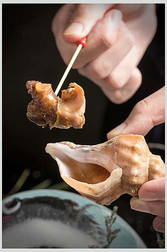 螺肉日式料理摄影图片