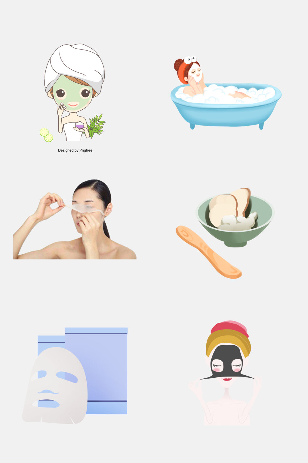 水彩护肤品面膜免扣素材素材