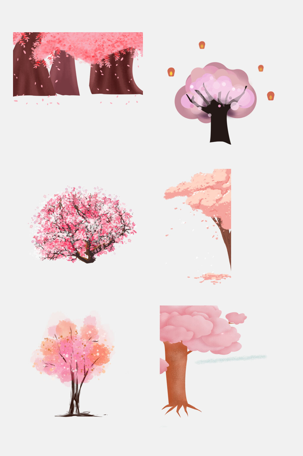 粉色花卉植物樱花树免扣素材素材