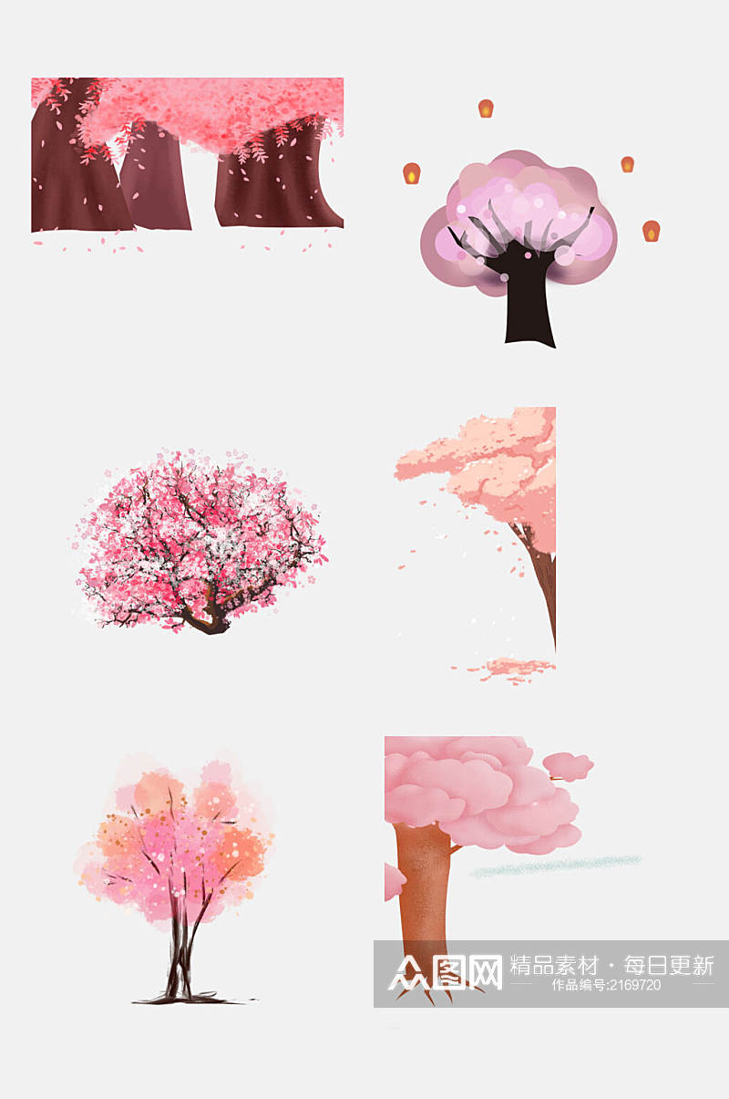 粉色花卉植物樱花树免扣素材素材