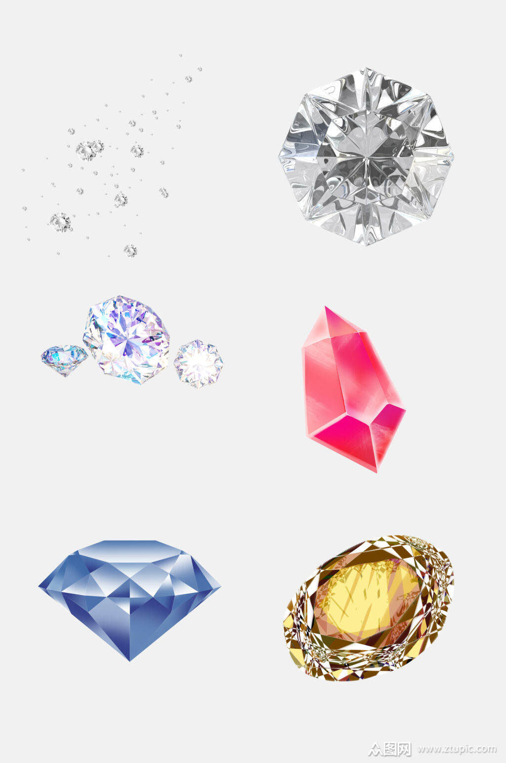 晶莹剔透钻石宝石免抠元素素材