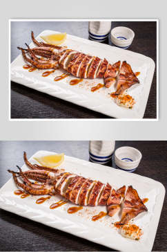美味鱿鱼日式料理摄影图片