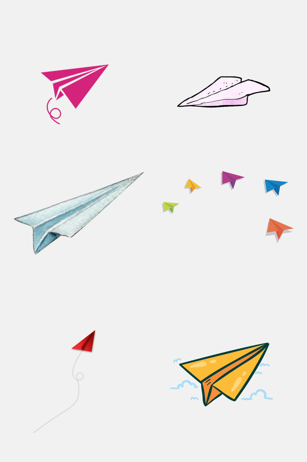 彩色纸飞机免抠元素