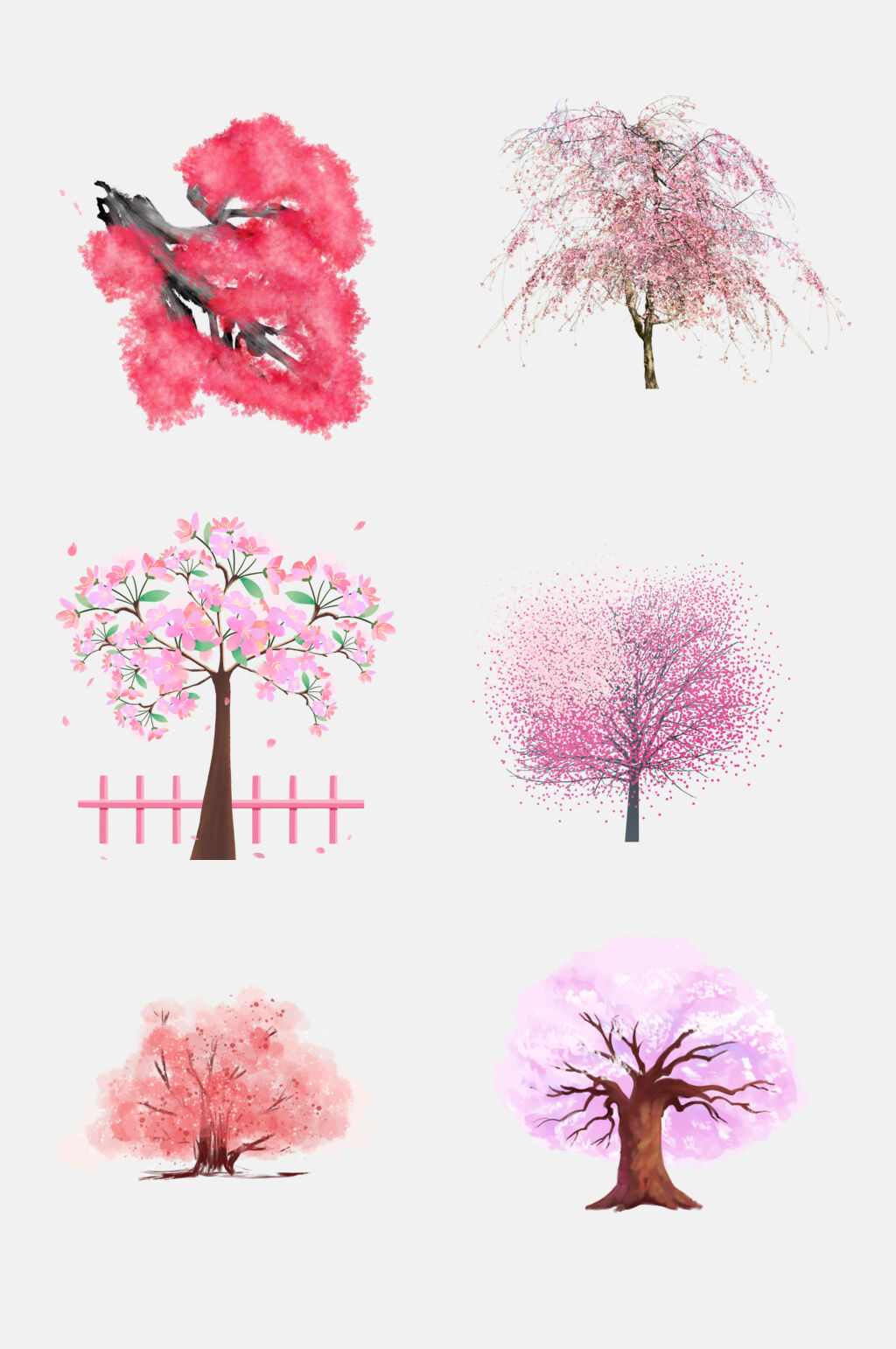 清新粉色赏花樱花树免扣素材素材
