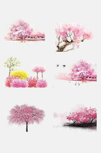 唯美粉色樱花树免扣素材