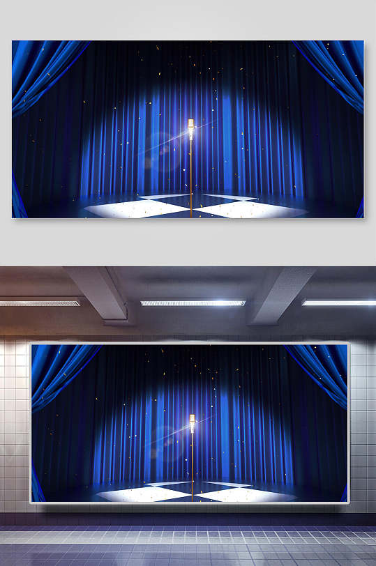 时尚高端蓝色舞台背景