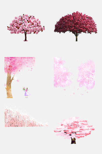 淡雅粉色樱花树免扣素材