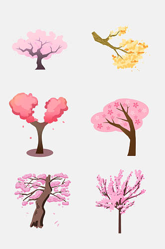创意粉色樱花树免扣素材