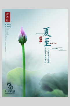 水墨风荷花花卉夏至中国二十四节气宣传海报