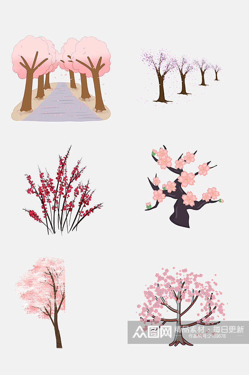 唯美春季粉色樱花树免扣素材素材