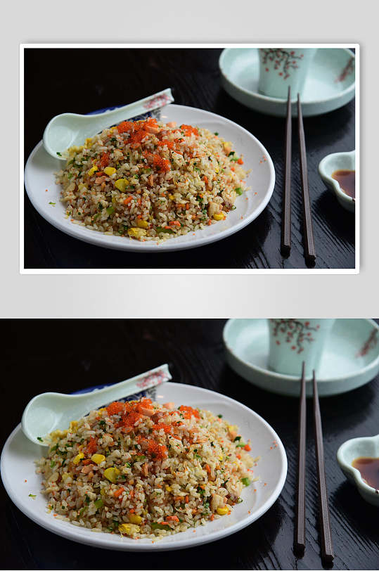 日式鱼子酱盖饭摄影图